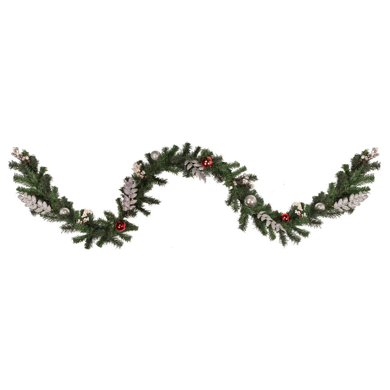Northlight 9' Pre-Lit Decorated Green Pine Artificial Christmas Garland, Warm White LED Lights 1 Northlight 9' Pre-Lit Decorated Green Pine Artificial Christmas Garland, Warm White LED Lights
