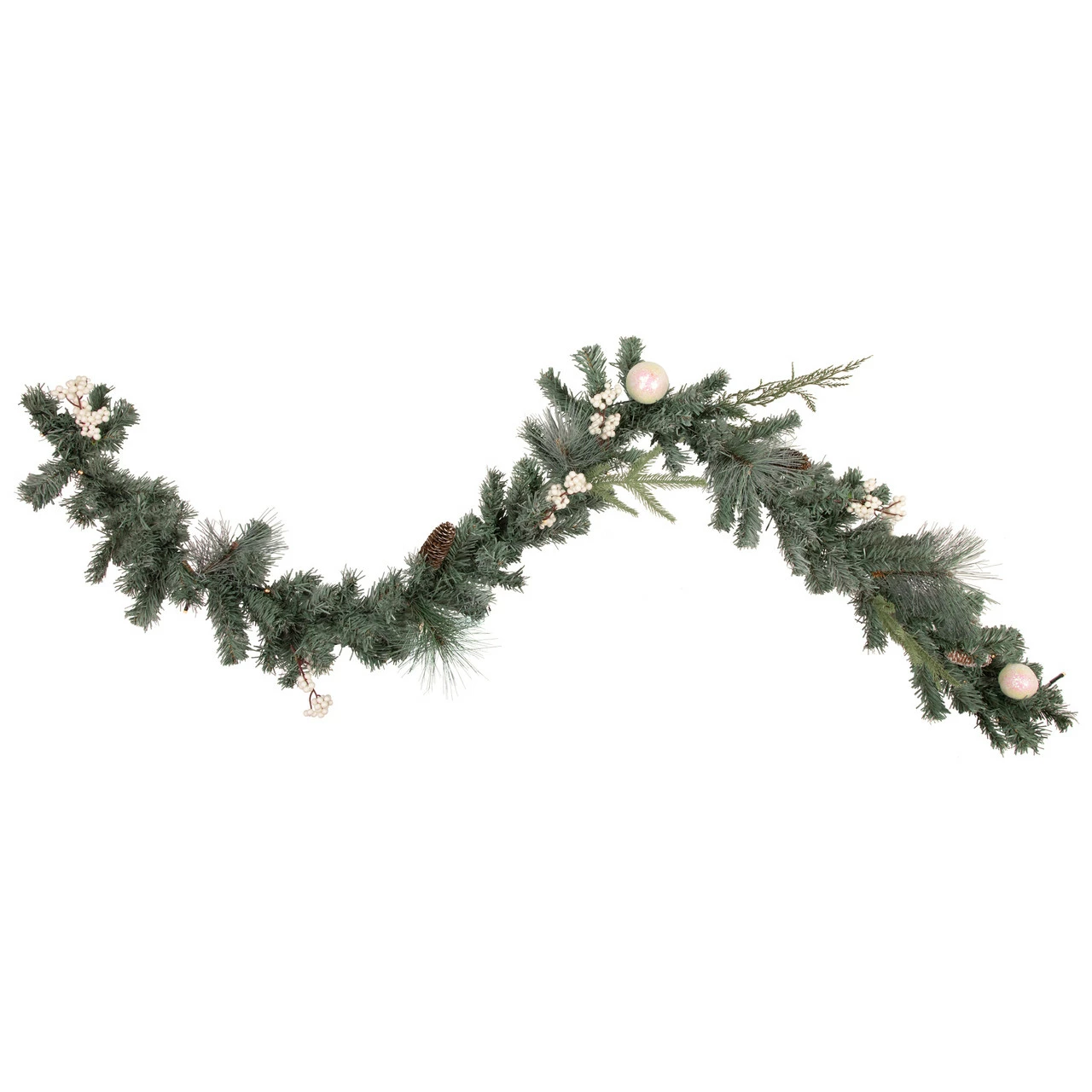 Northlight 6' X 12" Pre-Lit Decorated Pine Artificial Christmas Garland, Warm White LED Lights 1 Northlight 6' X 12" Pre-Lit Decorated Pine Artificial Christmas Garland, Warm White LED Lights