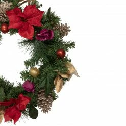 Northlight Decorated Red Poinsettia And Rose Artificial Christmas Wreath, 24-inch, Unlit -Wreaths & Garland shop northlight s92644 2 updated 13302.1659036815