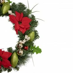 Northlight Decorated Red And Green Poinsettia And Pine Artificial Christmas Wreath, 24-inch, Unlit -Wreaths & Garland shop northlight s92645 2 updated 44624.1659036829