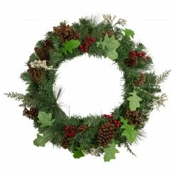 Northlight Decorated Natural Pine And Berry Artificial Christmas Wreath, 24-Inch, Unlit