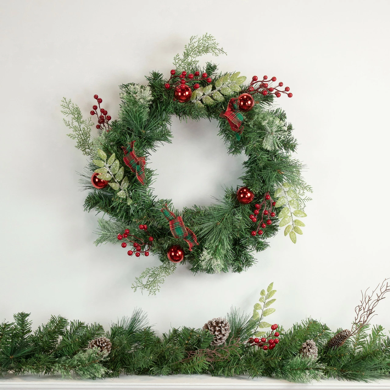 Northlight 6' X 9" Pre-Decorated Frosted Pinecone And Berry Artificial Christmas Garland, Unlit 2 Northlight 6' X 9" Pre-Decorated Frosted Pinecone And Berry Artificial Christmas Garland, Unlit - Image 2