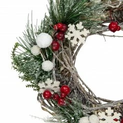 Northlight Frosted Pine Winter Foliage, Berries And Stars Mini Christmas Wreath, 10-Inch, Unlit -Wreaths & Garland shop northlight sh01777 2 76132.1597451790