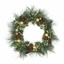 Northlight Long Needle Pine With Winter Foliage And Stars Christmas Wreath - 20-Inch, Unlit