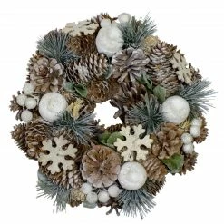 Northlight Frosted Glitter Pine Cone And Berries Artificial Christmas Wreath, 10.5-Inch, Unlit
