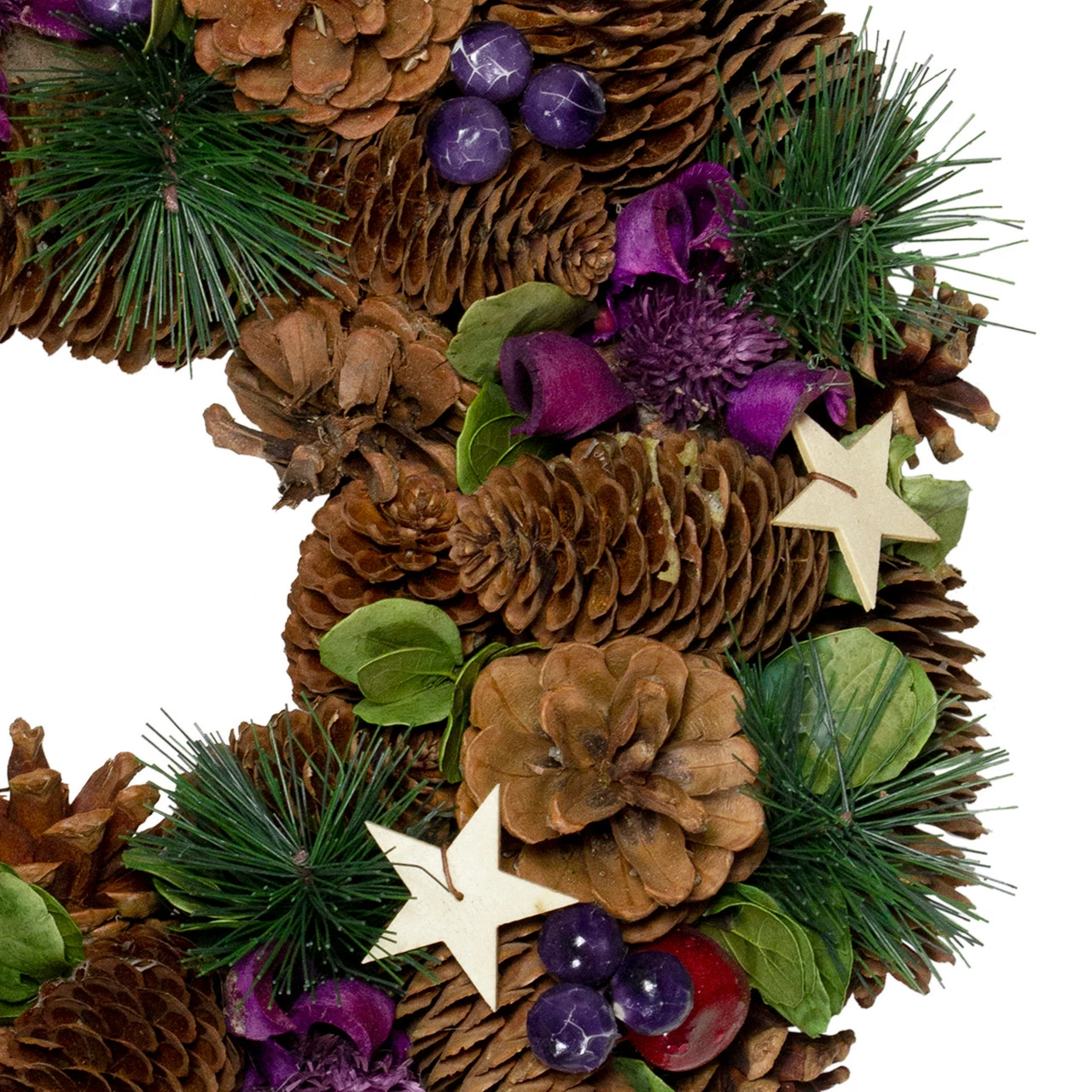 Northlight Pine Cones With Stars And Berries Artificial Christmas Wreath, 13-Inch, Unlit 3 Northlight Pine Cones With Stars And Berries Artificial Christmas Wreath, 13-Inch, Unlit - Image 3
