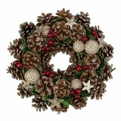 Northlight Glittered Pine Cone And Berry Artificial Christmas Wreath, 12-Inch, Unlit
