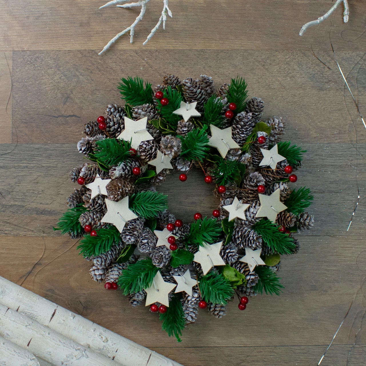 Northlight Pine Cone And Berries With Stars Artificial Christmas Wreath, 10-Inch, Unlit 2 Northlight Pine Cone And Berries With Stars Artificial Christmas Wreath, 10-Inch, Unlit - Image 2