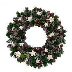 Northlight Pine Cone With Berries And Stars Artificial Christmas Wreath, 14-Inch, Unlit