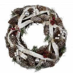 Northlight Birch Bark And Pine Cones Artificial Christmas Wreath - 13.5-Inch, Unlit