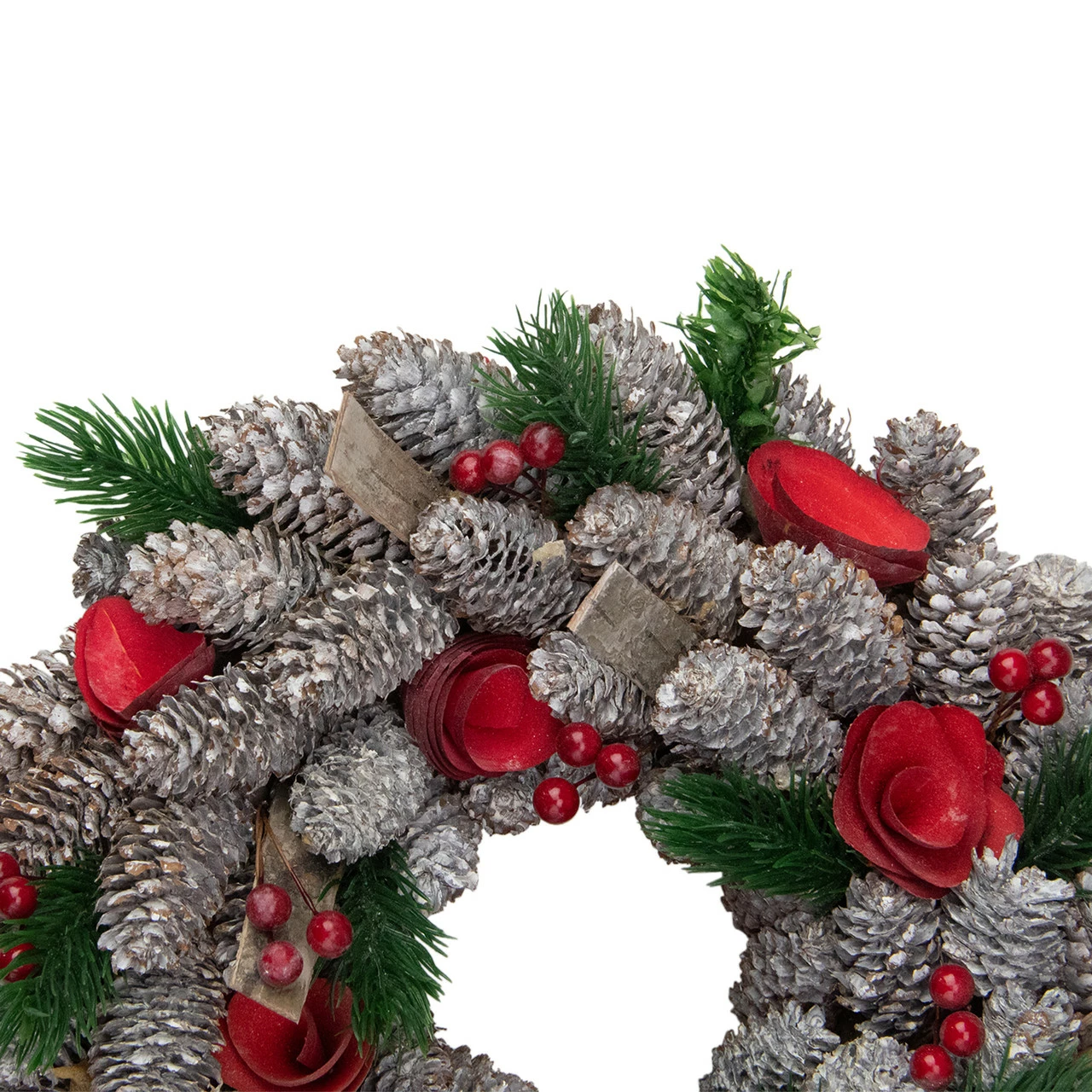 Northlight Pine Cones And Red Wooden Roses Artificial Christmas Wreath, 10-Inch, Unlit 4 Northlight Pine Cones And Red Wooden Roses Artificial Christmas Wreath, 10-Inch, Unlit - Image 4