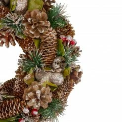 Northlight Green And Brown Frosted Pinecones And Bells Christmas Wreath - 13" Unlit -Wreaths & Garland shop northlight sh89573 2 updated 25436.1618414104