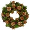 Northlight 12" Green, Gold, And Red Glitter Pinecones Christmas Wreath