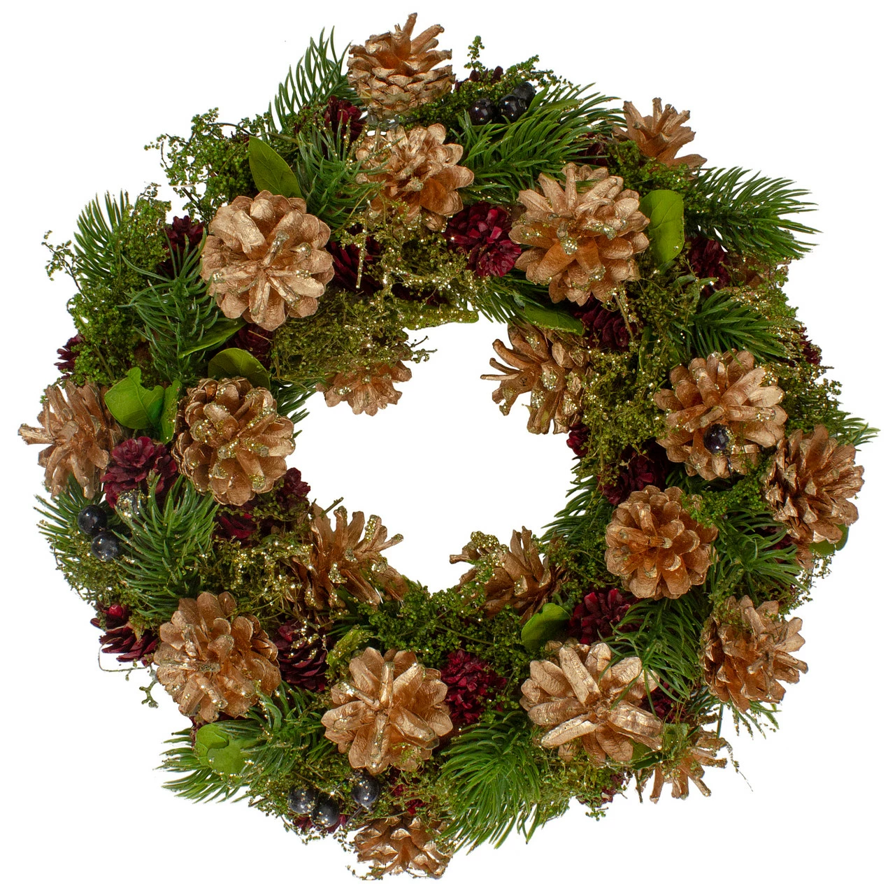 Northlight 12" Green, Gold, And Red Glitter Pinecones Christmas Wreath 1 Northlight 12" Green, Gold, And Red Glitter Pinecones Christmas Wreath