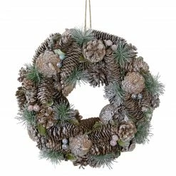 Northlight Glittered Pine Cones And Berries Artificial Christmas Wreath, 13-Inch, Unlit