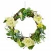 Northlight Mini Rose And Foliage Spring Wreath, Yellow 7"
