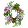 Northlight Mini Rose And Foliage Spring Wreath, Pink And Purple 8"