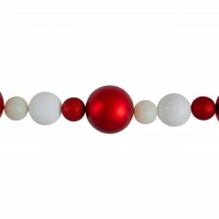 Northlight 6' Shatterproof Ball 3-Finish Red And White Christmas Garland -Wreaths & Garland shop northlight sm91070 1 42082.1603332187