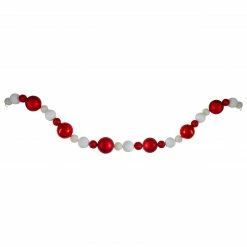 Northlight 6' Shatterproof Ball 3-Finish Red And White Christmas Garland