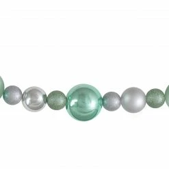 Northlight 6' Silver And Seafoam Green 3-Finish Shatterproof Ball Christmas Garland -Wreaths & Garland shop northlight sm91071 2 12171.1603850577