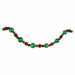Northlight 6' Red And Green 3-Finish Shatterproof Ball Christmas Garland