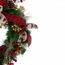 Northlight Bows And Berries Artificial Christmas Wreaths - 24-Inch, Unlit -Wreaths & Garland shop northlight sm91185 1 74902.1602681696