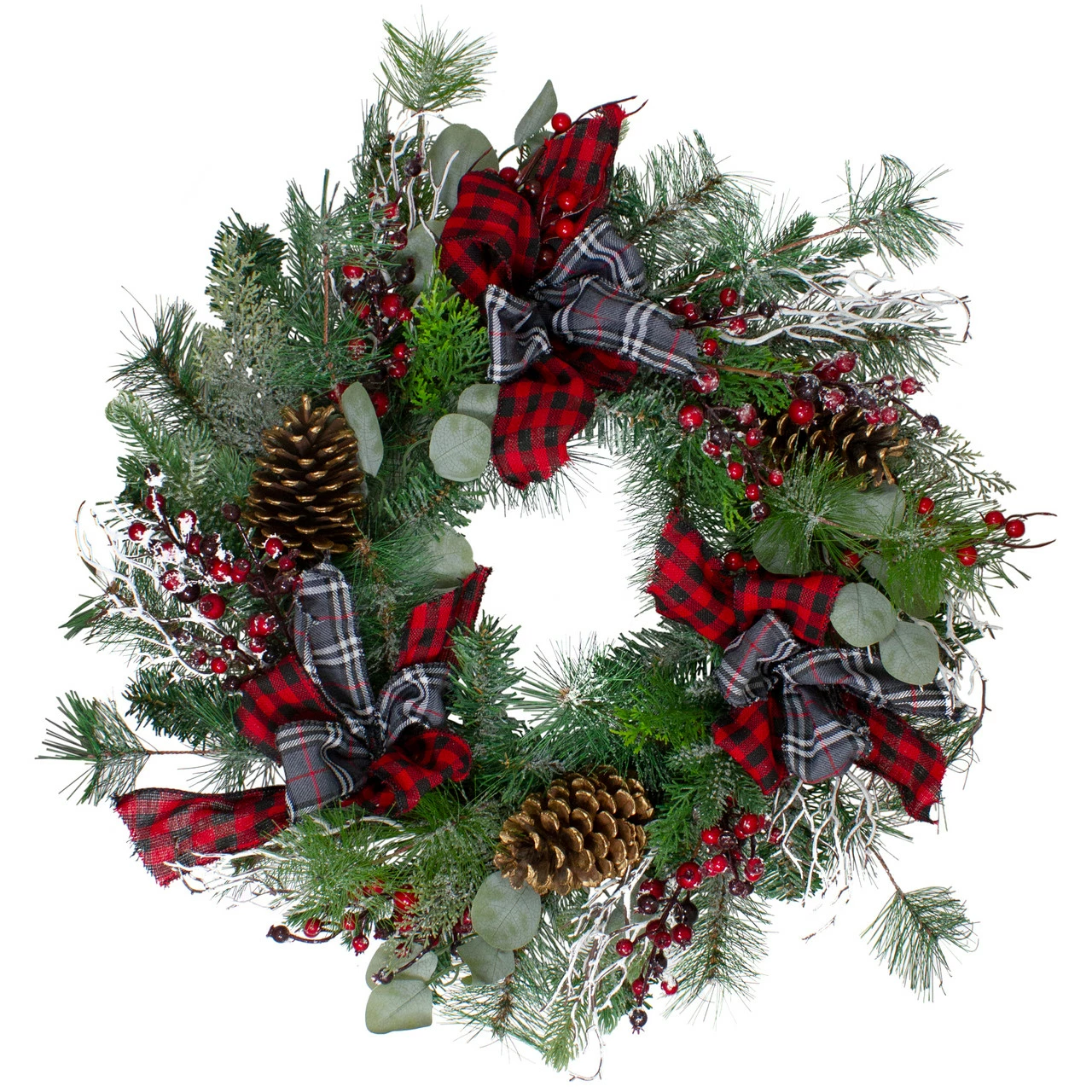 Northlight Dual Plaid And Berries Artificial Christmas Wreath - 24-Inch, Unlit 1 Northlight Dual Plaid And Berries Artificial Christmas Wreath - 24-Inch, Unlit