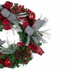 Northlight Plaid And Houndstooth And Red Berries Artificial Christmas Wreath - 24-Inch, Unlit -Wreaths & Garland shop northlight sm91191 1 79639.1663860830