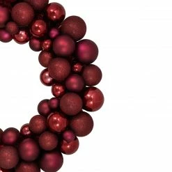 Northlight Burgundy 3-Finish Shatterproof Ball Christmas Wreath - 24", Unlit -Wreaths & Garland shop northlight sm91574 1 36261.1665432999