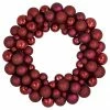 Northlight Burgundy 3-Finish Shatterproof Ball Christmas Wreath - 24", Unlit