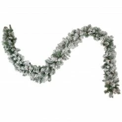 Northlight 9' X 10" Pre-lit Flocked Madison Pine Artificial Christmas Garland, Clear Lights