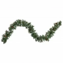 Northlight 9' X 10" Pre-lit Snow Valley Pine Artificial Christmas Garland, Clear Lights