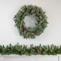 Alternative view of Northlight 9' X 12 Pre-Lit Snowy Waterloo Pine Artificial Christmas Garland - Clear Lights