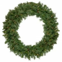 Northlight Pre-Lit Black River Pine Artificial Christmas Wreath, 48-Inch, Clear Lights