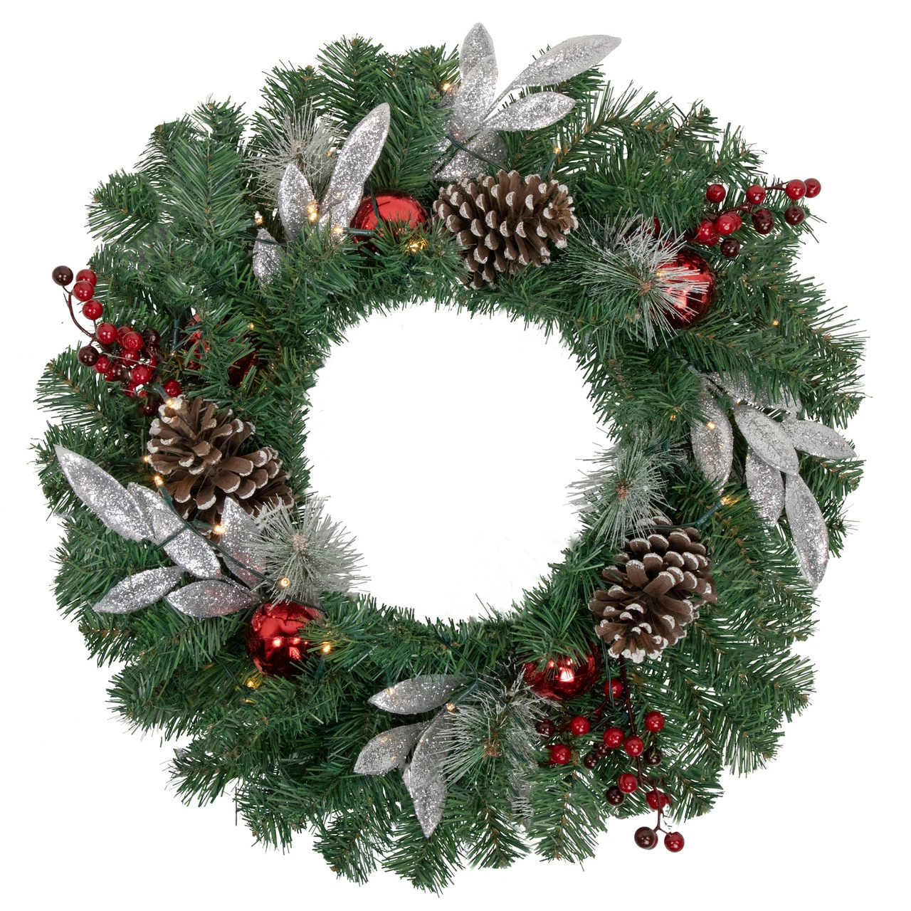 Northlight 24" Pre-Lit Decorated Frosted Pine Cone And Berries Artificial Christmas Wreath 1 Northlight 24" Pre-Lit Decorated Frosted Pine Cone And Berries Artificial Christmas Wreath
