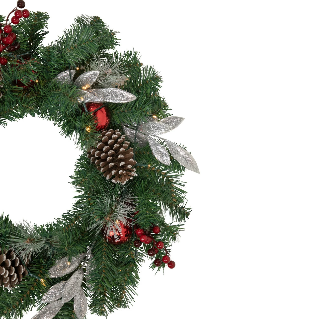 Northlight 24" Pre-Lit Decorated Frosted Pine Cone And Berries Artificial Christmas Wreath 4 Northlight 24" Pre-Lit Decorated Frosted Pine Cone And Berries Artificial Christmas Wreath - Image 4