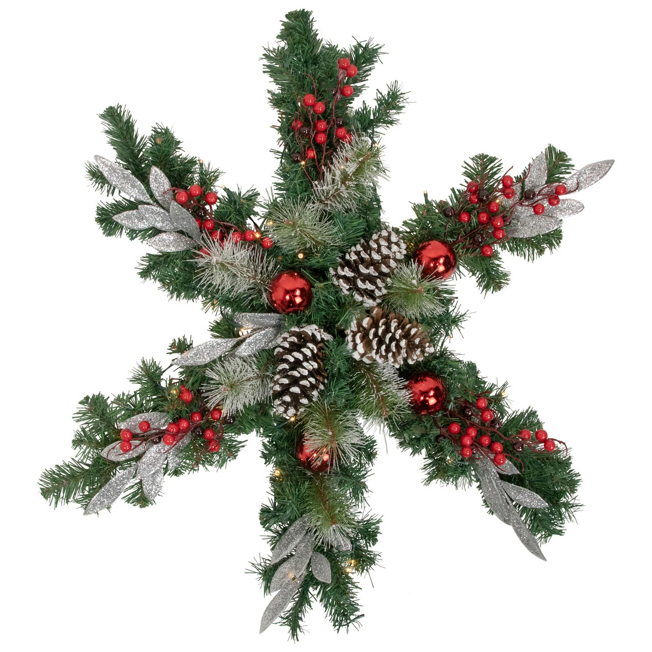 Northlight 32" Pre-Lit Decorated Frosted Pine Cone And Berries Artificial Christmas Snowflake Wreath 1 Northlight 32" Pre-Lit Decorated Frosted Pine Cone And Berries Artificial Christmas Snowflake Wreath