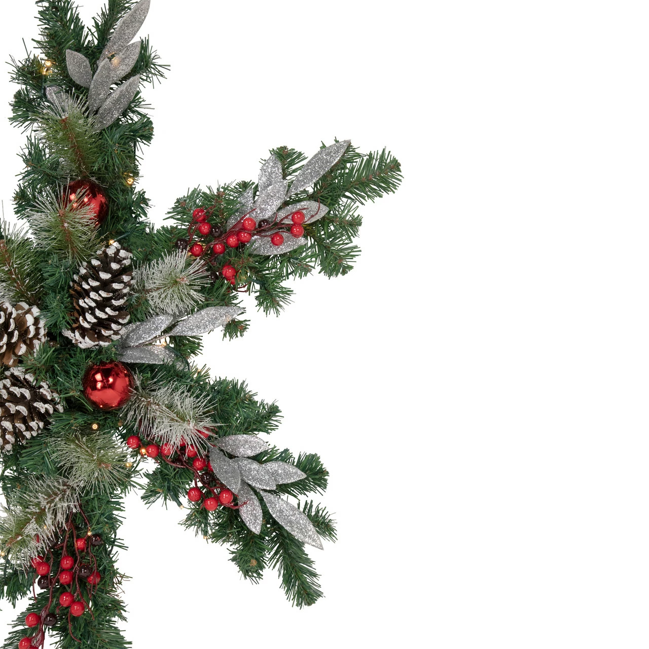 Northlight 32" Pre-Lit Decorated Frosted Pine Cone And Berries Artificial Christmas Snowflake Wreath 4 Northlight 32" Pre-Lit Decorated Frosted Pine Cone And Berries Artificial Christmas Snowflake Wreath - Image 4