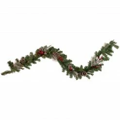 Northlight 6' X 9" Pre-Lit Decorated Frosted Pine Cone And Berries Artificial Christmas Garland