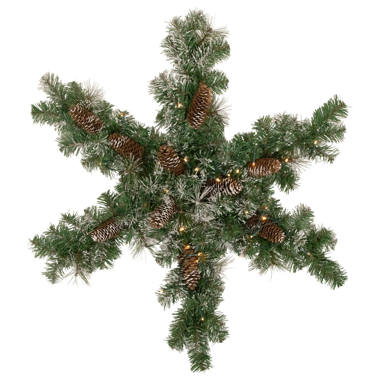 Northlight 32" Pre-Lit Artificial Frosted Mixed Pine Christmas Snowflake Wreath 1 Northlight 32" Pre-Lit Artificial Frosted Mixed Pine Christmas Snowflake Wreath