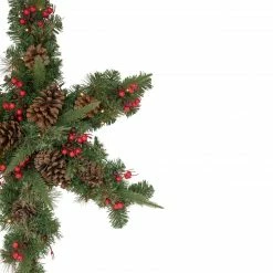Northlight 32" Pre-Lit Artificial Mixed Pine And Berries Christmas Snowflake Wreath -Wreaths & Garland shop northlight sm93372 2 49082.1661885730
