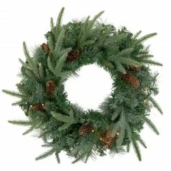 Northlight 24" Pre-Lit Artificial Mixed Pine And Pine Cone Christmas Wreath