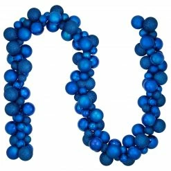 Northlight 6' Blue 3-Finish Shatterproof Ball Christmas Garland