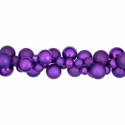 Northlight 6' Purple 3-Finish Shatterproof Ball Christmas Garland