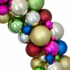 Northlight Multi-Color 2-Finish Shatterproof Ball Christmas Wreath, 36-Inch -Wreaths & Garland shop northlight sm93810 3 89128.1665610434