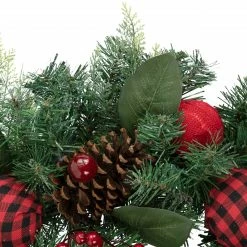 Northlight Green Pine Artificial Christmas Wreath With Bows And Plaid Ornaments, 24-Inch, Unlit -Wreaths & Garland shop northlight sm94096 2 33670.1664898921