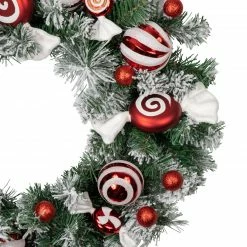 Northlight Frosted Pine Artificial Christmas Wreath With Swirled Candy Ornaments, 24-Inch -Wreaths & Garland shop northlight sm94104 2 61278.1665173692
