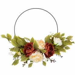 Northlight Autumn Harvest Artificial Floral Half Wreath With Fall Foliage, 21-Inch