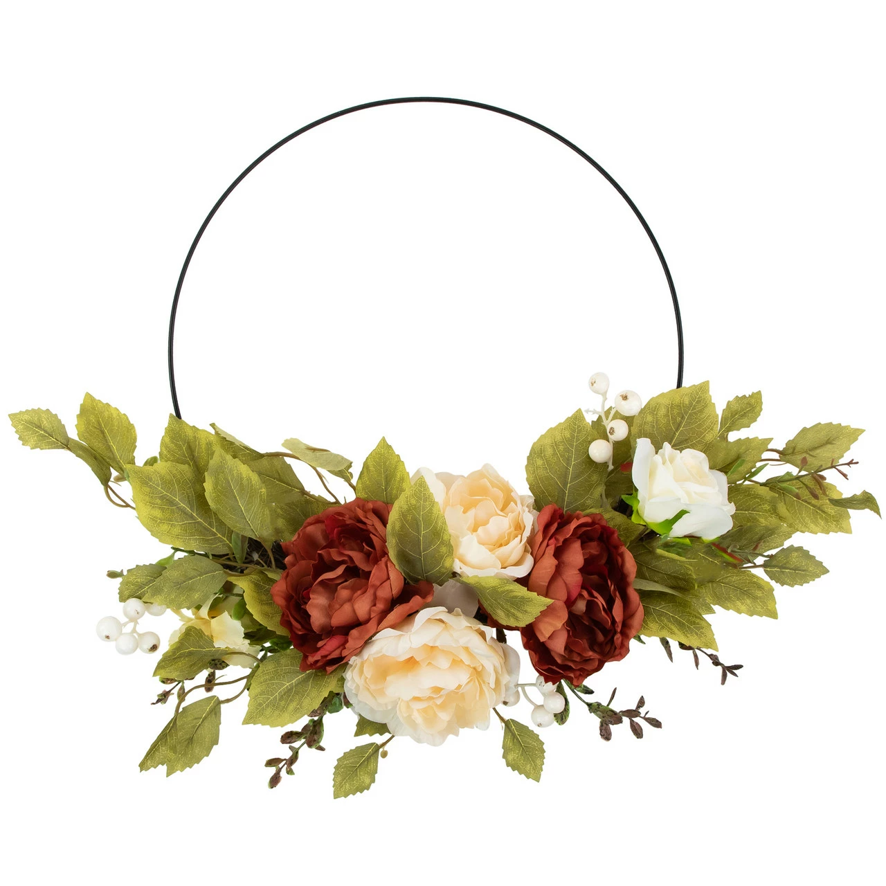 Northlight Autumn Harvest Artificial Floral Half Wreath With Fall Foliage, 21-Inch 1 Northlight Autumn Harvest Artificial Floral Half Wreath With Fall Foliage, 21-Inch