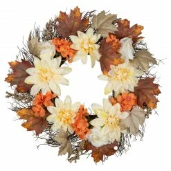 Northlight Orange And Cream Floral Fall Harvest Artificial Wreath, 22-Inch